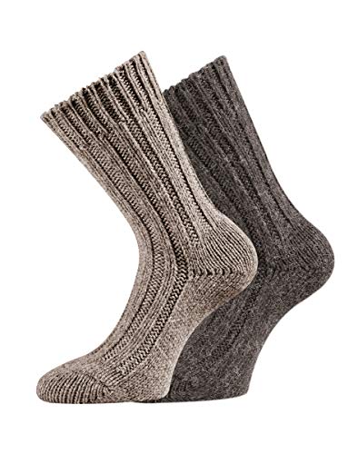 TippTexx 24 2 Paar superweiche Alpaka-Socken, Wollsocken für Damen und Herren mit zusätzlicher Garantie, Nie wieder kalte Füße (Mittelbraun-Dunkelbraun, 43/46) von TippTexx 24