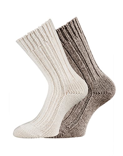 TippTexx 24 2 Paar superweiche Alpaka-Socken, Wollsocken für Damen und Herren mit zusätzlicher Garantie, Nie wieder kalte Füße (Wollweiß-Mittelbraun, 39/42) von TippTexx 24