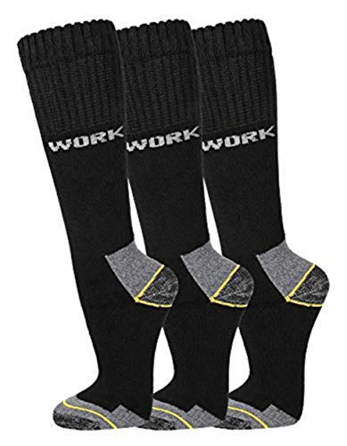TippTexx 24 3/6/9 oder 12 Paar lange Arbeitssocken mit zusätzlicher Garantie,Ökotex100 (Schwarz/Grau 3 Paar, 39-42) von TippTexx 24