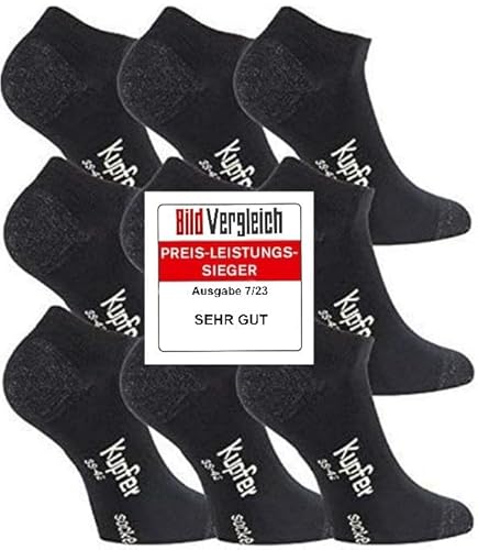 TippTexx 24 6 Paar softige Bambus Sneakersocken mit Kupferfaser (Geruchskiller) und Garantie, Ökotex, UNISEX (as3, numeric, numeric_39, numeric_42, regular, regular, Schwarz, 39-42) von TippTexx 24