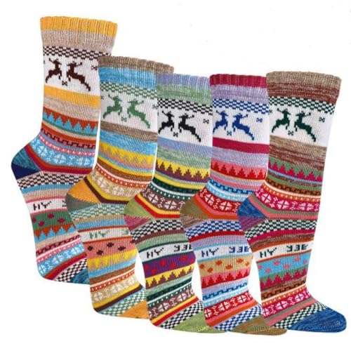 TippTexx 24 3 Paar bunte Norweger Socken Hygge mit Anti-Loch-Versprechen (DE/NL/SE/PL, Numerisch, 39, 42, Regular, Regular, Hirsch) von TippTexx 24