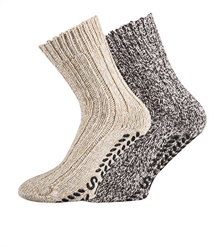 TippTexx 24 3 Paar superwarme ABS-Stopper-Norweger-Socken EIN ECHTER HAUSSCHUH-ERSATZ (Beige Braun Töne, 35/38 EU) von TippTexx 24