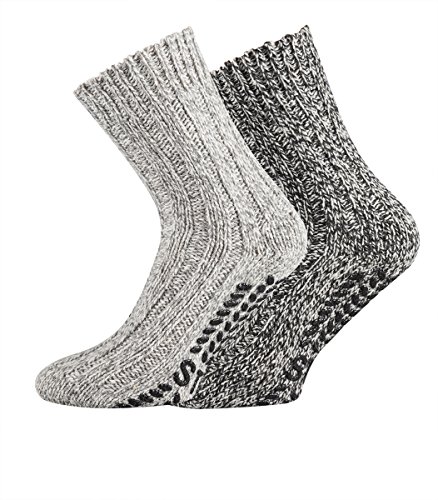 TippTexx 24 3 Paar superwarme ABS-Stopper-Norweger-Socken EIN ECHTER HAUSSCHUH-ERSATZ (Grau Töne, 35/38 EU) von TippTexx 24