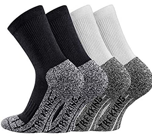 TippTexx 24 4 Paar Trekkingsocken-Wandersocken mit ANTI-LOCH-GARANTIE, PRIMA KLIMA mit COOLMAX (as3, numeric, numeric_43, numeric_46, regular, regular, Schwarz/Weiß) von TippTexx 24