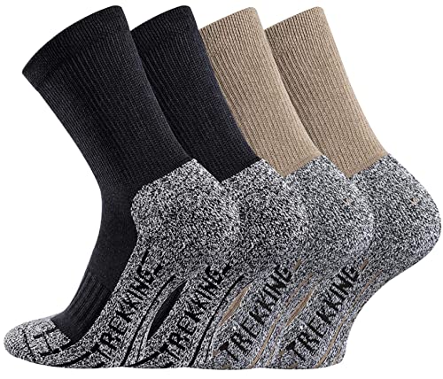 TippTexx 24 4 Paar Trekkingsocken-Wandersocken mit ANTI-LOCH-GARANTIE, PRIMA KLIMA mit COOLMAX (as3, numeric, numeric_47, numeric_50, regular, regular, Schwarz/Beige) von TippTexx 24
