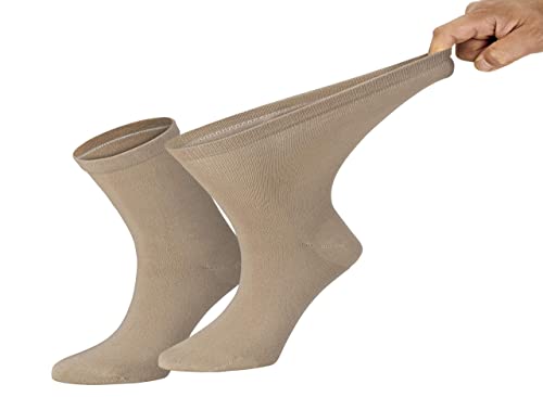 6 Paar Gesundheitssocken in Trichterform, EXTRA WEIT-BREIT mit zusätzlicher ANTI-LOCH-GARANTIE (Beige, 39-42) von TippTexx 24