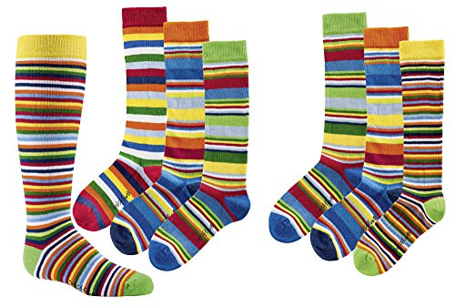 TippTexx 24 6 Paar Kinder Kniestrümpfe in verschiedene Mustern (Gute Laune Ringel, 11-12 Jahre) von TippTexx 24
