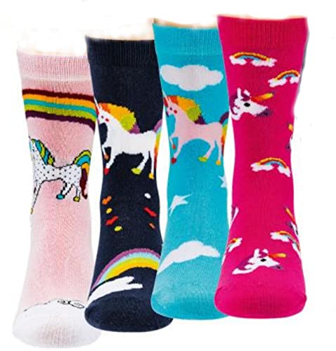 TippTexx 24 6 Paar Kinder Thermo Stoppersocken, ABS Socken für Mädchen und Jungen, Ökotex Standard, Strümpfe mit Noppensohle, viele Muster (Einhorn, 23-26) von TippTexx 24