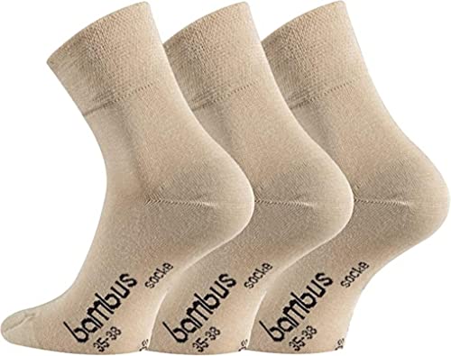 TippTexx 24 6 Paar Kurze, softige Bambus Socken (Geruchskiller) mit ANTI-LOCH-GARANTIE, Ökotex, Unisex (as3, numeric, numeric_43, numeric_46, regular, regular, Beige) von TippTexx 24