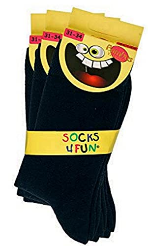 TippTexx 24 6 Paar Ökotex Bambus Kinder Socken, handgekettelt für Mädchen/Jungen und zusätzlicher Garantie (Schwarz, 35-38) von TippTexx 24