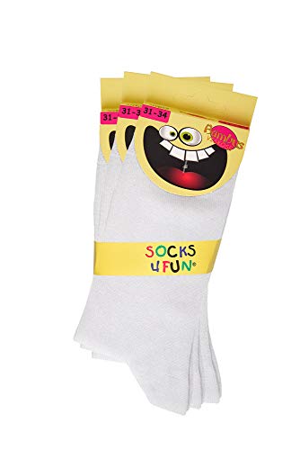 TippTexx 24 6 Paar Ökotex Bambus Kinder Socken, handgekettelt für Mädchen/Jungen und zusätzlicher Garantie (Weiß, 23-26) von TippTexx 24