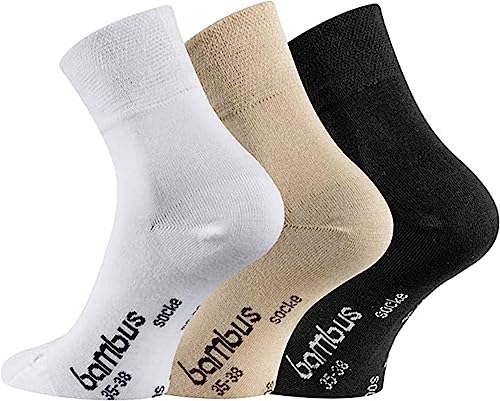 TippTexx 24 6 Paar Ökotex Bambus Socken, DIE Geruchs-Killer mit ANTI-LOCH-GARANTIE (as3, numeric, numeric_39, numeric_42, regular, regular, Kurzer Schaft Weiß Beige Schwarz) von TippTexx 24