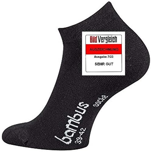 TippTexx 24 6 Paar seidige Bambus Socken, Geruchs-Killer mit Anti-Loch Garantie (as3, numeric, numeric_39, numeric_42, regular, regular, Sneaker Schwarz) von TippTexx 24