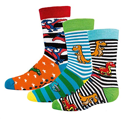 TippTexx 24 6 Paar Ökotex Kinder Socken, Strümpfe mit Noppensohle, viele schöne Muster mit ANTI-LOCH-GARANTIE (as3, numeric, numeric_19, numeric_22, regular, Dino) von TippTexx 24