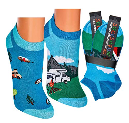 TippTexx 24 6 Paar kurze Damensocken, Damen Sneakersocken mit modischen Motiven und einer ANTI-LOCH-Garantie (Camping, 42-47) von TippTexx 24