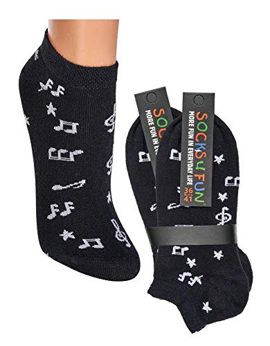 TippTexx 24 6 Paar kurze Damensocken, Damen Sneakersocken mit modischen Motiven und einer ANTI-LOCH-Garantie (Musik, 36-42) von TippTexx 24