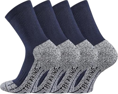 TippTexx 24 7 Monate Anti-Loch-Garantie 4 Paar uni Coolmax Trekking-Wandersocken (DE/NL/SE/PL, Numerisch, 35, 38, Regular, Regular, Marine) von TippTexx 24