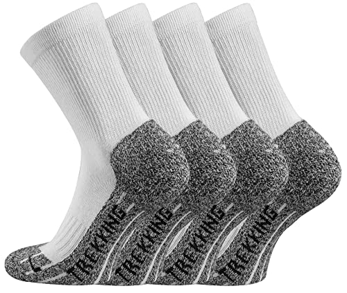 TippTexx 24 7 Monate Anti-Loch-Garantie 4 Paar uni Coolmax Trekking-Wandersocken (DE/NL/SE/PL, Numerisch, 39, 42, Regular, Regular, Weiß) von TippTexx 24