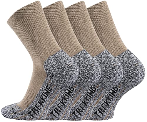 TippTexx 24 7 Monate Anti-Loch-Garantie 4 Paar uni Coolmax Trekking-Wandersocken (DE/NL/SE/PL, Numerisch, 47, 50, Regular, Regular, Beige) von TippTexx 24