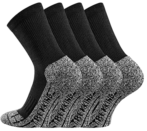 TippTexx 24 7 Monate Anti-Loch-Garantie 4 Paar uni Coolmax Trekking-Wandersocken (DE/NL/SE/PL, Numerisch, 47, 50, Regular, Regular, Schwarz) von TippTexx 24