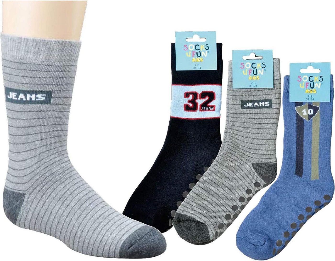 TippTexx 24 ABS-Socken 6 Paar Kinder Stoppersocken, Strümpfe mit Noppensohle, viele Muster von TippTexx 24