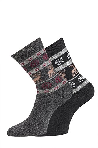 TippTexx 24 Alpakasocken, 2 Paar superweiche Socken, Skandinavien Style für Damen u Herren mit zusätzlicher Garantie (Schwarz/Grau, 43/46) von TippTexx 24