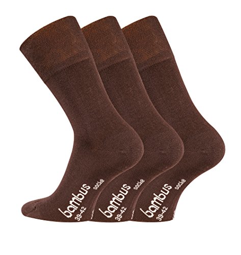 TippTexx 24 Bambussocken, 3 Paar Socken mit GERUCHS-KILLER Funktion und zusätzlicher Garantie, Schadstoffgeprüft (Dunkelbraun, 43/46-3 Paar) von TippTexx 24