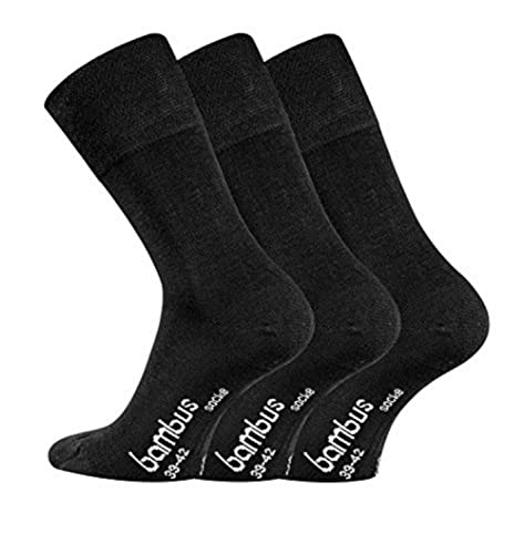 TippTexx 24 Bambussocken, 3 Paar Socken mit GERUCHS-KILLER Funktion und zusätzlicher Garantie, Schadstoffgeprüft nach Ökotex100 Standard (Schwarz, 39/42-3 Paar) von TippTexx 24