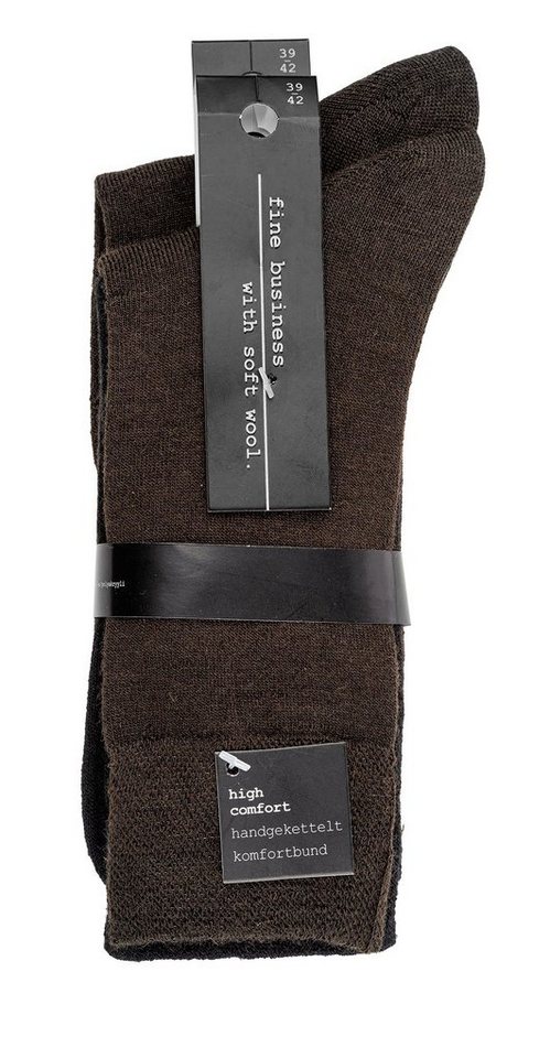 TippTexx 24 Businesssocken 2 Paar Business-Komfort-Socken mit Wolle, handgekettelt, Piqué-Bund von TippTexx 24