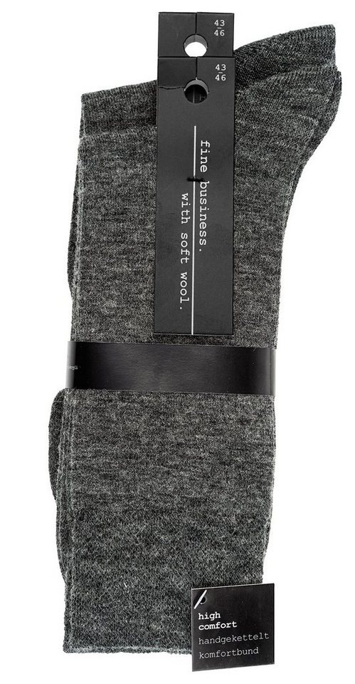 TippTexx 24 Businesssocken 2 Paar Business-Komfort-Socken mit Wolle, handgekettelt, Piqué-Bund von TippTexx 24