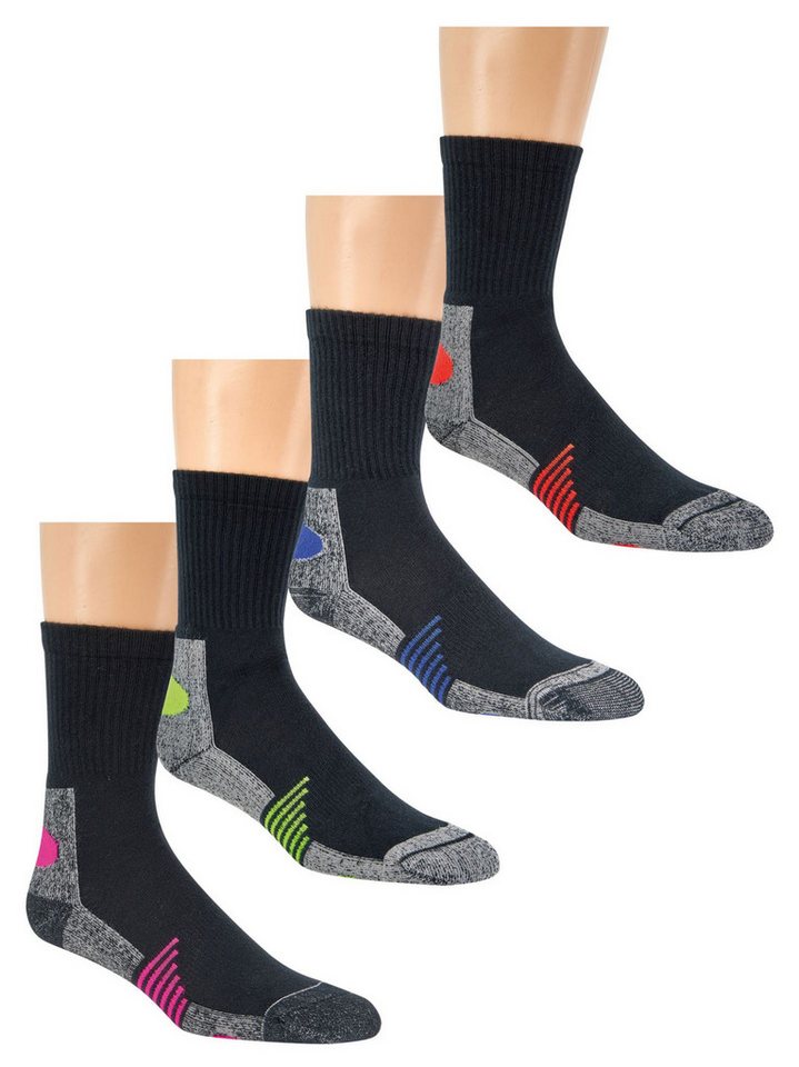 TippTexx 24 Funktionssocken 2 Paar Vollfrottee Funktionssocken mit Bambus-Viskose & Neon-Highlight (2 Paar) von TippTexx 24