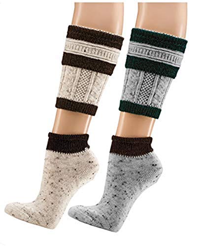 TippTexx 24 Herren Trachtenstrümpfe Loferl 2tlg Wadenwärmer + Socken (Grau/Grün, 39/42) von TippTexx 24