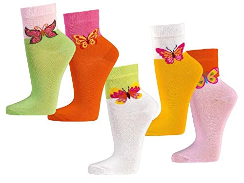 TippTexx 24 Kinder Socken, handgekettelt, 6 Paar für Mädchen/Jungen, weiche Baumwolle, viele Muster (as3, age, 7_years, 8_years, regular, Schmetterlinge) von TippTexx 24