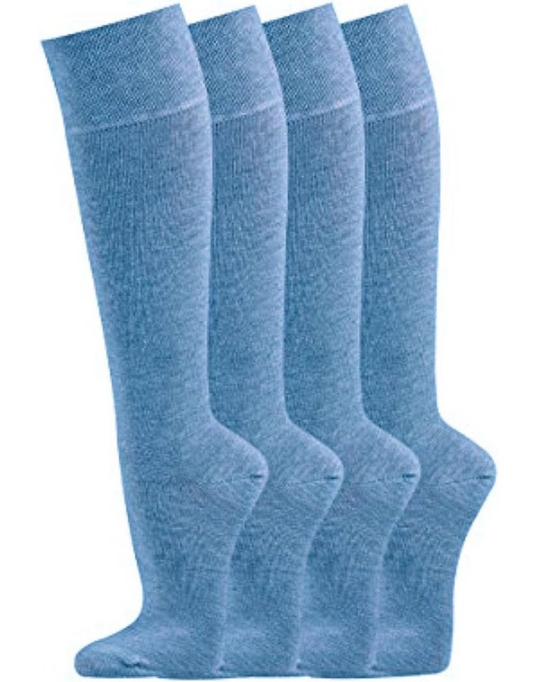 TippTexx 24 Kniestrümpfe 4 Paar Unisex Kniestrümpfe, mit Komfortbund, weiche Baumwolle von TippTexx 24