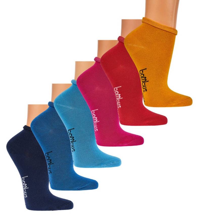TippTexx 24 Kurzsocken 6 Paar Bambussocken Kurzschaft mit Rollrand, bunte Farben, sortiert von TippTexx 24