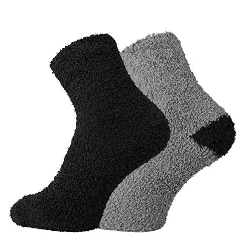 TippTexx 24 Kuschel Socken für die ganze Familie, 2 Paar (Schwarz-Grau, 36/41) von TippTexx 24