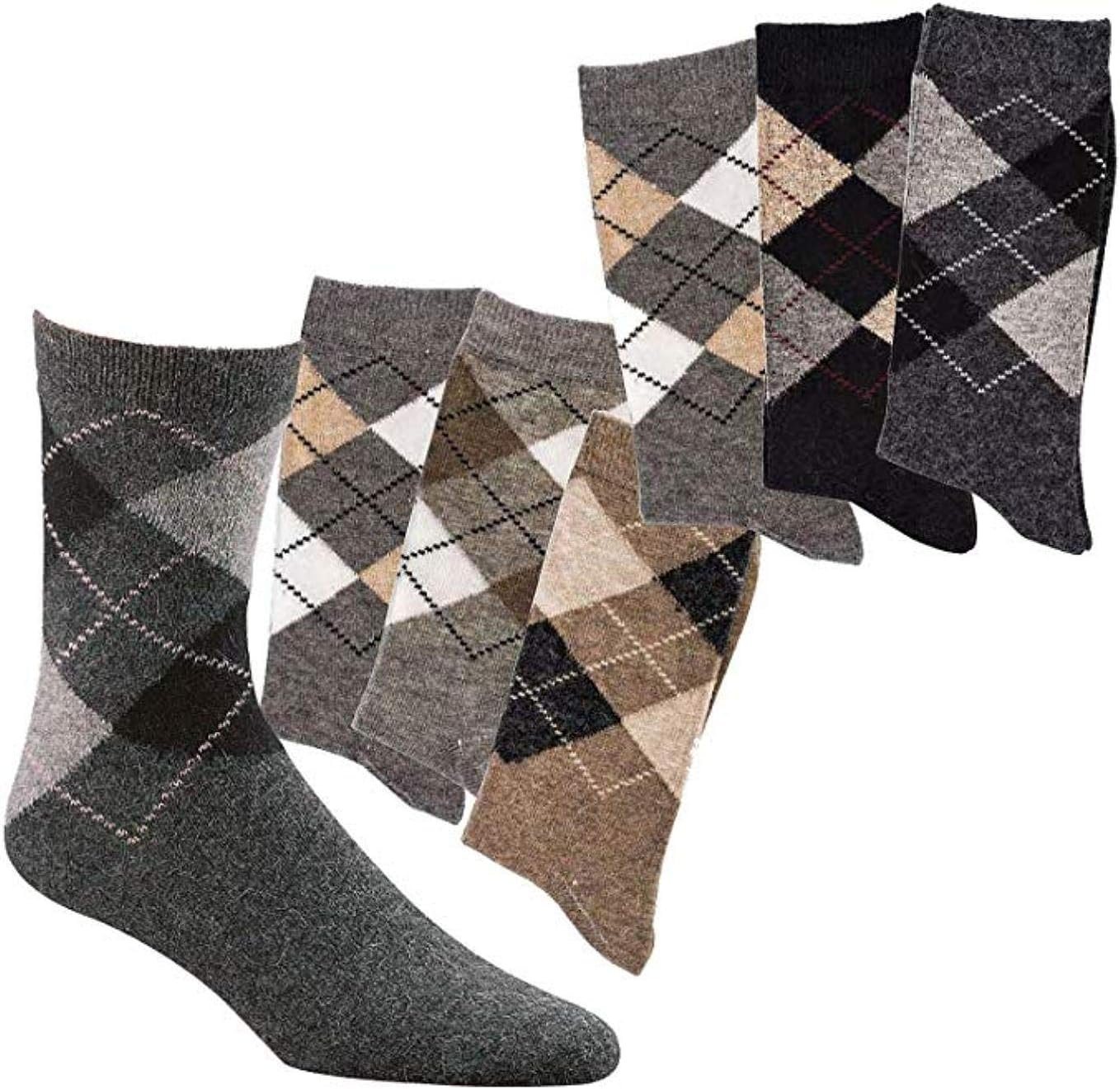 TippTexx 24 Norwegersocken 6 Paar warme Socken mit Wolle (Alpaka) Karo Dessin für Damen & Herren von TippTexx 24