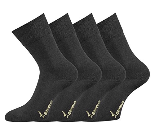 TippTexx 24 Öko Business Bambussocken m Anti-Loch-Garantie,2,4,6,8,10,12 Paar Socken,bequemer Rand (Schwarz = 4 Paar, 47-50) von TippTexx 24