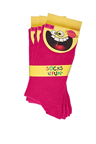 TippTexx 24 6 Paar Ökotex Bambus Kinder Socken, handgekettelt für Mädchen/Jungen und zusätzlicher Garantie (Pink, 31-34) von TippTexx 24