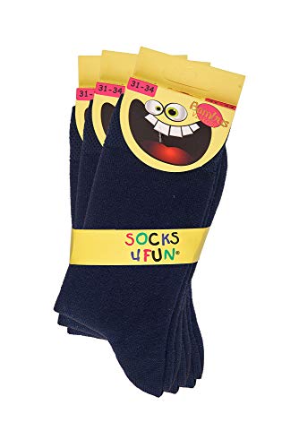 TippTexx 24 6 Paar Ökotex Bambus Kinder Socken, handgekettelt für Mädchen/Jungen und zusätzlicher Garantie (Marine, 23-26) von TippTexx 24