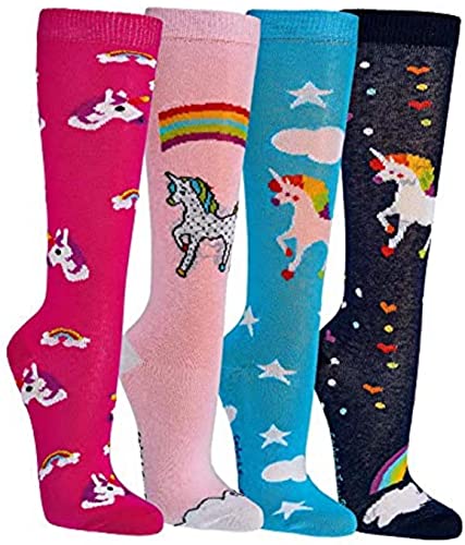 TippTexx 24 6 Paar Kinder Kniestrümpfe, verschiedene Muster und Motive mit Anti-Loch-Garantie(as3, age, 1_year, 2_years, regular, Einhorn, 1-2 Jahre) von TippTexx 24