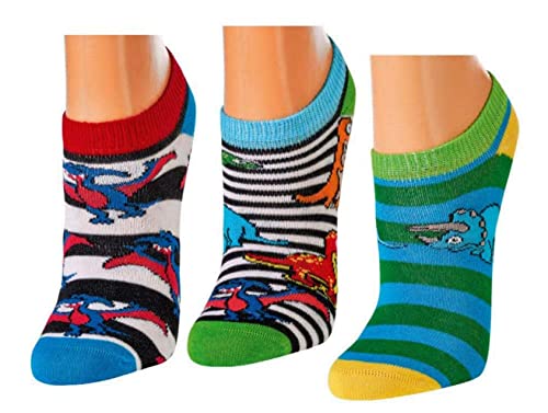 TippTexx 24 Ökotex Kinder Socken, handgekettelt, 6 Paar für Mädchen/Jungen, weiche Baumwolle, viele Muster (Dinos Sneakersocken, 7-8 Jahre) von TippTexx 24