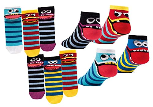 TippTexx 24 Ökotex Kinder Socken, handgekettelt, 6 Paar für Mädchen/Jungen, weiche Baumwolle, viele Muster (Freche Bande Sneakersocken, 11-12 Jahre) von TippTexx 24