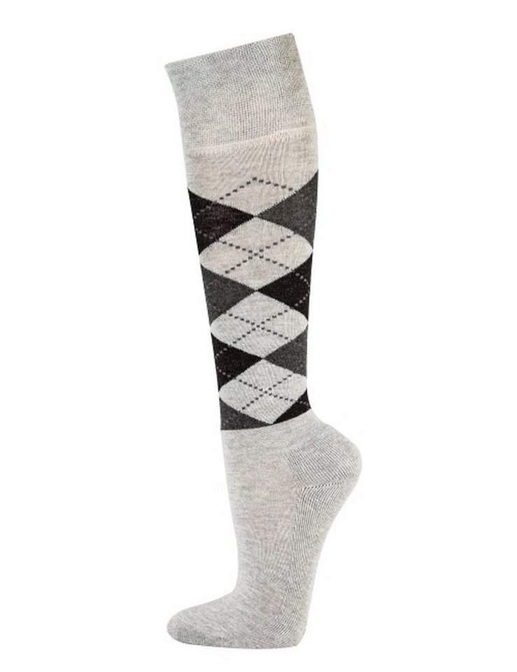 TippTexx 24 Kniestrümpfe 2 Paar Reitstrümpfe mit Polstersohle, Karo-Muster, für Damen & Herren von TippTexx 24