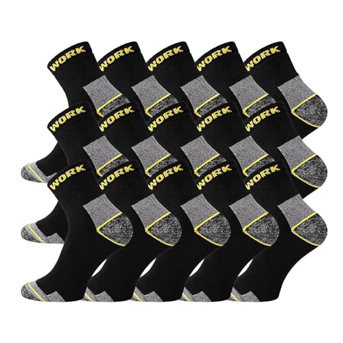 15 Paar robuste, Kurzschaft, unisex Arbeitssocken/Work Socks mit Anti-Loch-Garantie (DE/NL/SE/PL, Numerisch, 47, 50, Regular, Regular, Kurzer Schaft) von TippTexx 24