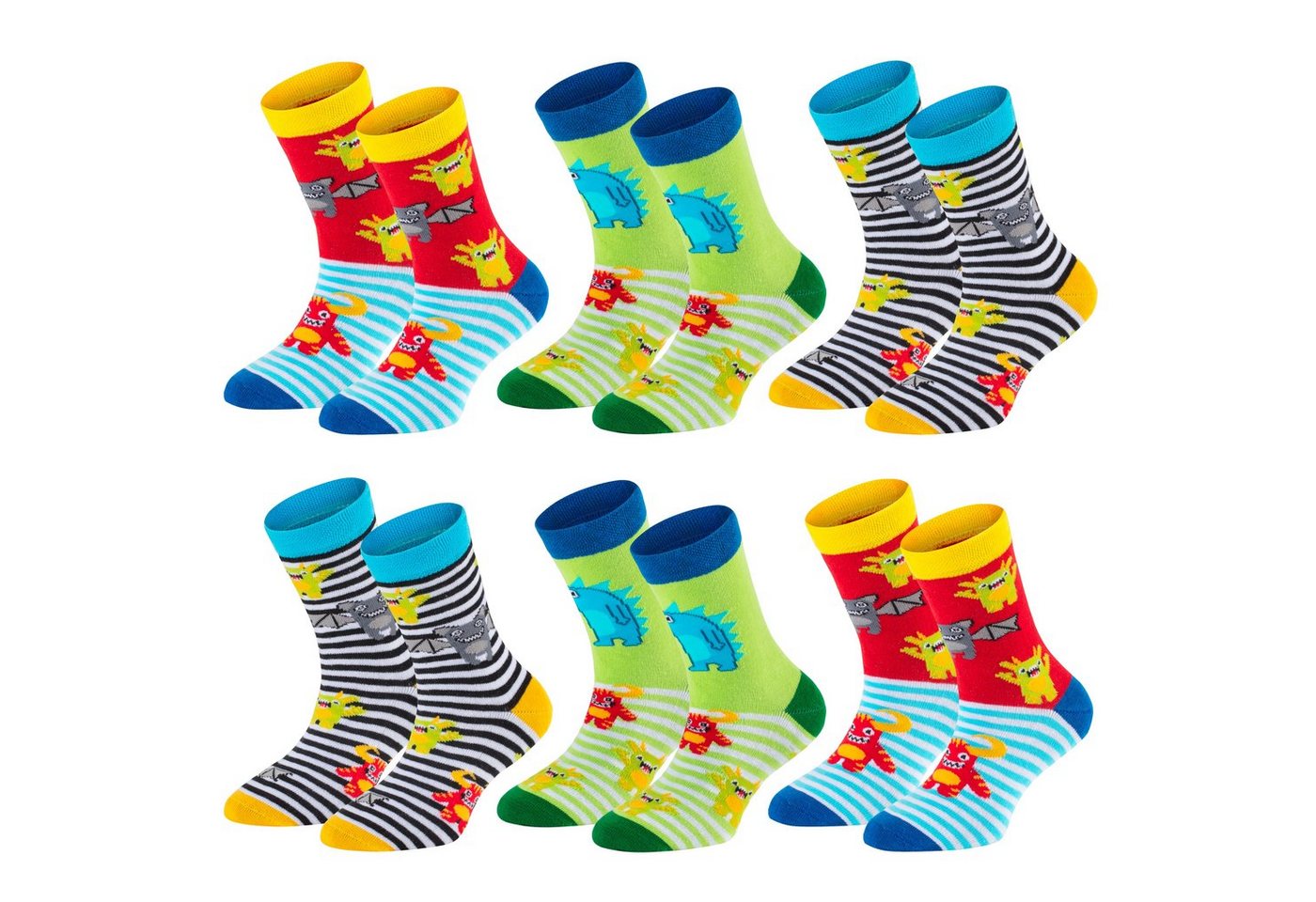 TippTexx 24 Socken 6 Paar Kinder Socken, handgekettelt, für Mädchen/Jungen, viele Muster von TippTexx 24