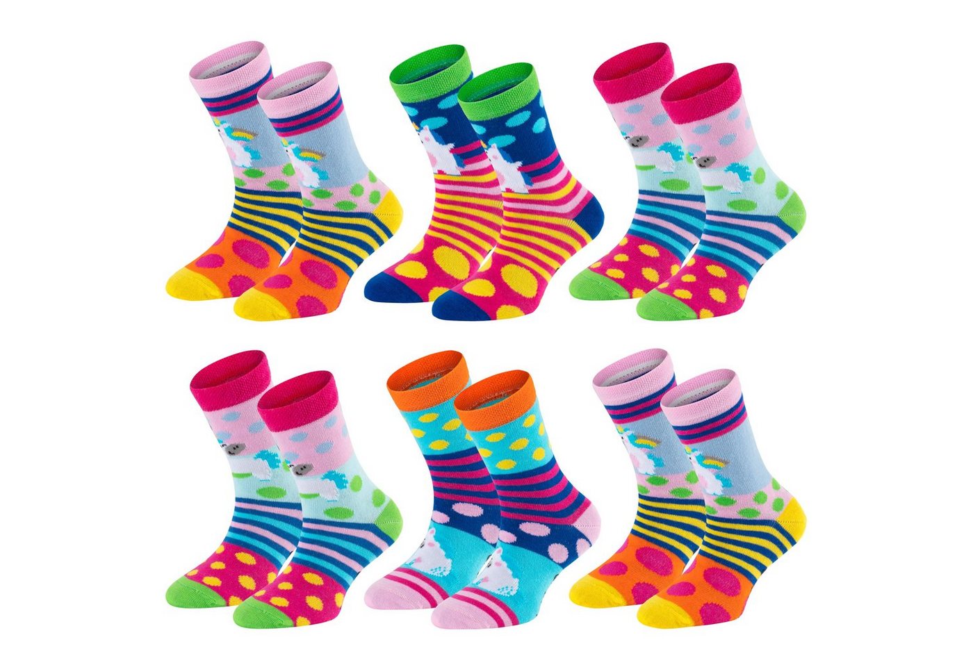 TippTexx 24 Socken 6 Paar Kinder Socken, handgekettelt, für Mädchen/Jungen, viele Muster von TippTexx 24