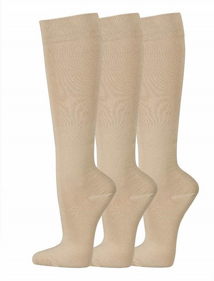 TippTexx 24 Stützkniestrümpfe 3 Paar Reisekniestrümpfe Kompressions-Kniestrümpfe für Damen u. Herren von TippTexx 24