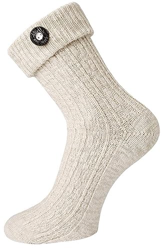 TippTexx 24 2 Paar Trachtensocken mit angenähten Trachten-Knopf mit Anti-Loch-Garantie (as3, numeric, numeric_43, numeric_46, regular, regular, Natur, 43-46) von TippTexx 24