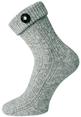 TippTexx 24 2 Paar Trachtensocken mit angenähten Trachten-Knopf mit Anti-Loch-Garantie (as3, numeric, numeric_39, numeric_42, regular, regular, Silbermelange, 39-42) von TippTexx 24